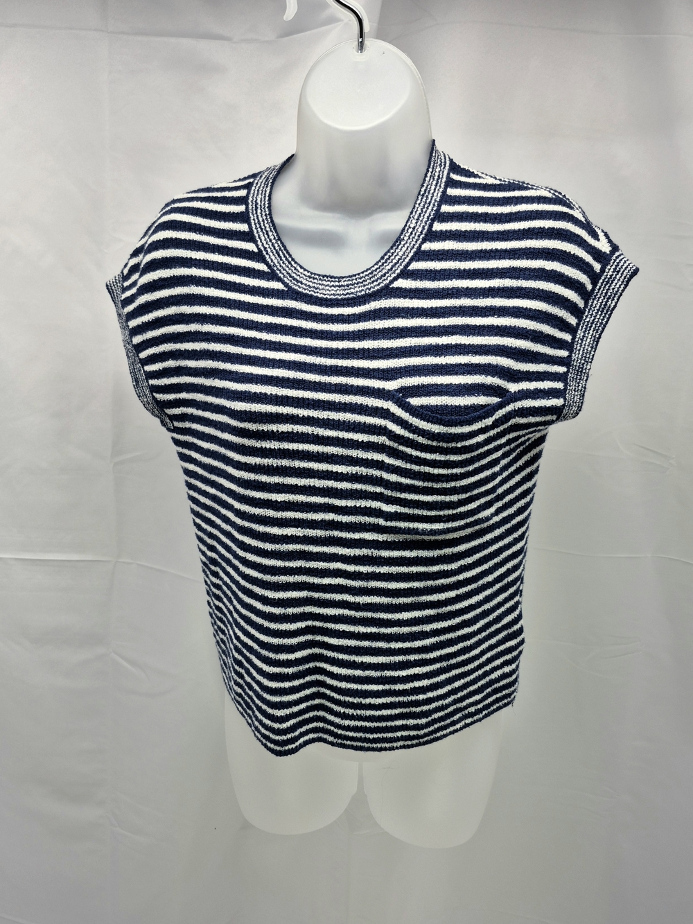 NWOT Madewell Ribbed Striped Pocket Sweater Tee Small Preppy Natical Summer Knit